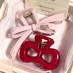 2Pcs/Set Vintage Blue Polka Dot Red Bow Hair Clip Shark Claw Clamp Hairpin Barrette Korean Hair Headwear Accessory for Women