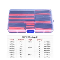150Pcs Red & Black Heat Shrink Tube Heat Thermoresistant Insulation Tubing 2:1 for Electrical Wire/Cable DIY Repair