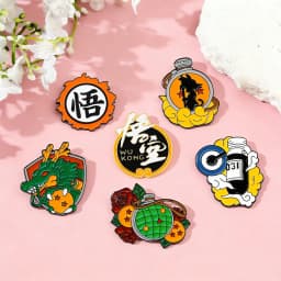 6Pcs Anime Dragon Ball Son Goku Enamel Brooch Badge Cartoon Vegeta Piccolo Master Roshi Krillin Lapel Pins For Fans Gifts
