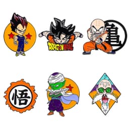 6Pcs Anime Dragon Ball Son Goku Enamel Brooch Badge Cartoon Vegeta Piccolo Master Roshi Krillin Lapel Pins For Fans Gifts