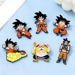 6Pcs Anime Dragon Ball Son Goku Enamel Brooch Badge Cartoon Vegeta Piccolo Master Roshi Krillin Lapel Pins For Fans Gifts