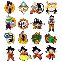 6Pcs Anime Dragon Ball Son Goku Enamel Brooch Badge Cartoon Vegeta Piccolo Master Roshi Krillin Lapel Pins For Fans Gifts
