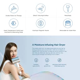 Xiaomi Water Ionic Hair Dryer H500 1800W Wind 20m/s 8 Airflow Modes Hot and Cold Circulating Air Mode Quick Dry Profession Care