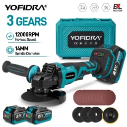 YOFIDRA Brushless Angle Grinder 3 Gear 125mm Grinding Machine Polishing Cutting Woodworking Tool For Makita 21V Battery Pin