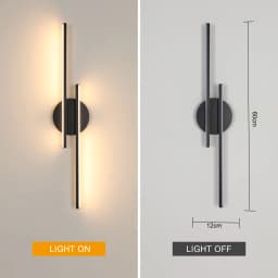 LED Wall Lights Modern, 24W Wall Lamp Indoor, Black Wall Sconce for Bedroom, Mirror, Living Room, Dining Room, Staircase 3000K