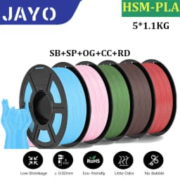 JAYO High Speed Matte PLA 5Rolls 3D Printer Filaments 1.75mm Mixed Color no Bubble Free FDM 3D Printer Material for 3D Printing