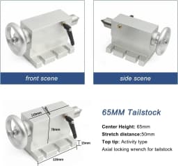 【EU Stock】K11-100m K12-100mm 3 Jaw or 4Jaw Chuck 4th Axis+Tailstock Dividing Head Rotation Axis with Nema23 Stepper Motor
