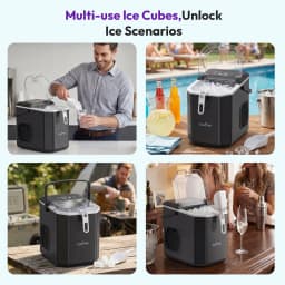Loefme Desktop Fully Automatic Bullet Shaped Ice Maker 12kg/24h Fast Ice Making Suitable For Home Automatic Cleaning Ice Machine