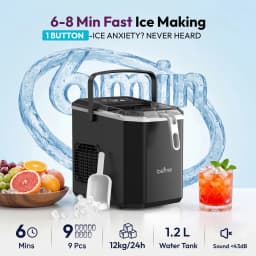 Loefme Desktop Fully Automatic Bullet Shaped Ice Maker 12kg/24h Fast Ice Making Suitable For Home Automatic Cleaning Ice Machine