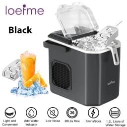 Loefme Desktop Fully Automatic Bullet Shaped Ice Maker 12kg/24h Fast Ice Making Suitable For Home Automatic Cleaning Ice Machine