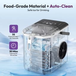 Loefme Desktop Fully Automatic Bullet Shaped Ice Maker 12kg/24h Fast Ice Making Suitable For Home Automatic Cleaning Ice Machine