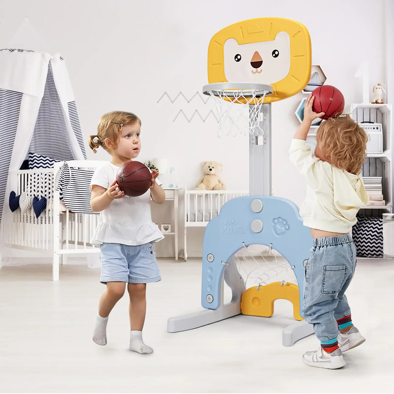ERGOMASTER 3-in-1 Basketball Hoop Set Stand Toddler Basketball Hoop Indoor & Outdoor Toys
