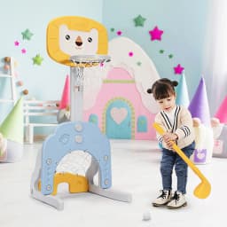 ERGOMASTER 3-in-1 Basketball Hoop Set Stand Toddler Basketball Hoop Indoor & Outdoor Toys