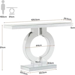 Tribesigns 43.3-Inch (110cm)Mirrored Console Table, Modern Entryway Table with Thickened Mirror Finish Tabletop