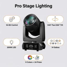4Pcs/Lot LED Beam Spot 200W Moving Head Light11colors +14gobos With DMX 512 Controller For Projector Dj Disco Stage Lighting