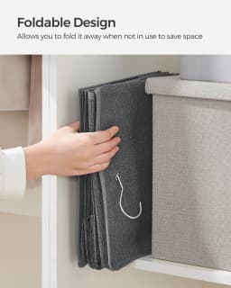 SONGMICS Hanging Wardrobe Storage Organiser, Hanging Storage Shelves, Foldable Wardrobe Clothes Organiser, Space-Saving