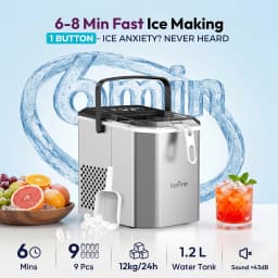 LOEFME Portable Mini Fully Automatic Bullet Shaped Ice Maker 12kg/24h 6 Minutes/9pcs Ice Cubes W/ Scoop Professional Ice Machine