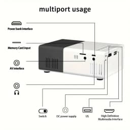 Portable LED Mini Projector With Retractable Bracket Compatible with Mobile Phones Devices USB/SD/AV/Hd  for Home Office