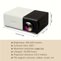 Portable LED Mini Projector With Retractable Bracket Compatible with Mobile Phones Devices USB/SD/AV/Hd  for Home Office