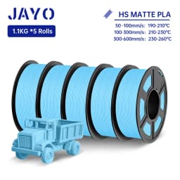 JAYO High Speed PLA matte 3D Filament 1.75mm PLA 3D Printer Filament 5Rolls/set Neatly Wound Matte Effect 3D Printing Materials