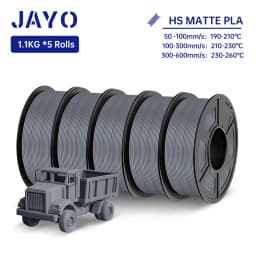 JAYO High Speed PLA matte 3D Filament 1.75mm PLA 3D Printer Filament 5Rolls/set Neatly Wound Matte Effect 3D Printing Materials