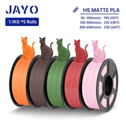 JAYO High Speed PLA matte 3D Filament 1.75mm PLA 3D Printer Filament 5Rolls/set Neatly Wound Matte Effect 3D Printing Materials