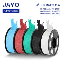 JAYO High Speed PLA matte 3D Filament 1.75mm PLA 3D Printer Filament 5Rolls/set Neatly Wound Matte Effect 3D Printing Materials
