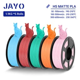 JAYO High Speed PLA matte 3D Filament 1.75mm PLA 3D Printer Filament 5Rolls/set Neatly Wound Matte Effect 3D Printing Materials
