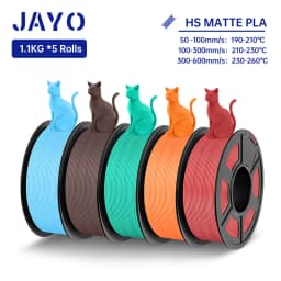 JAYO High Speed PLA matte 3D Filament 1.75mm PLA 3D Printer Filament 5Rolls/set Neatly Wound Matte Effect 3D Printing Materials