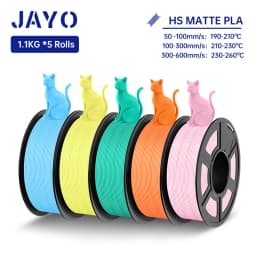 JAYO High Speed PLA matte 3D Filament 1.75mm PLA 3D Printer Filament 5Rolls/set Neatly Wound Matte Effect 3D Printing Materials