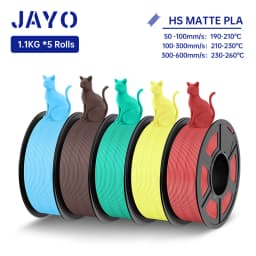 JAYO High Speed PLA matte 3D Filament 1.75mm PLA 3D Printer Filament 5Rolls/set Neatly Wound Matte Effect 3D Printing Materials