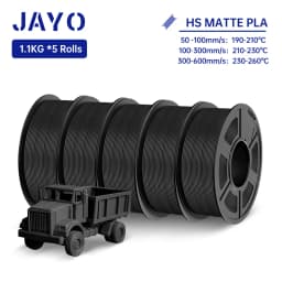 JAYO High Speed PLA matte 3D Filament 1.75mm PLA 3D Printer Filament 5Rolls/set Neatly Wound Matte Effect 3D Printing Materials