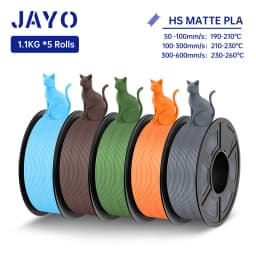 JAYO High Speed PLA matte 3D Filament 1.75mm PLA 3D Printer Filament 5Rolls/set Neatly Wound Matte Effect 3D Printing Materials