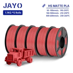 JAYO High Speed PLA matte 3D Filament 1.75mm PLA 3D Printer Filament 5Rolls/set Neatly Wound Matte Effect 3D Printing Materials