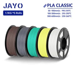 JAYO High Speed PLA matte 3D Filament 1.75mm PLA 3D Printer Filament 5Rolls/set Neatly Wound Matte Effect 3D Printing Materials