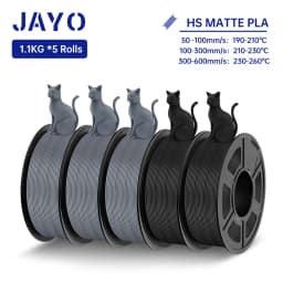JAYO High Speed PLA matte 3D Filament 1.75mm PLA 3D Printer Filament 5Rolls/set Neatly Wound Matte Effect 3D Printing Materials