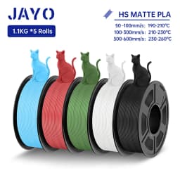 JAYO High Speed PLA matte 3D Filament 1.75mm PLA 3D Printer Filament 5Rolls/set Neatly Wound Matte Effect 3D Printing Materials