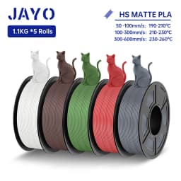 JAYO High Speed PLA matte 3D Filament 1.75mm PLA 3D Printer Filament 5Rolls/set Neatly Wound Matte Effect 3D Printing Materials