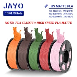 JAYO High Speed PLA matte 3D Filament 1.75mm PLA 3D Printer Filament 5Rolls/set Neatly Wound Matte Effect 3D Printing Materials
