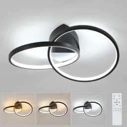 Black LED Flush Mount Ceiling Light with Remote Control, Dimmable 3000-6500K for Living Room, Dining Room, Kitchen, Bedroom