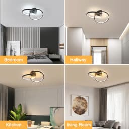 Black LED Flush Mount Ceiling Light with Remote Control, Dimmable 3000-6500K for Living Room, Dining Room, Kitchen, Bedroom