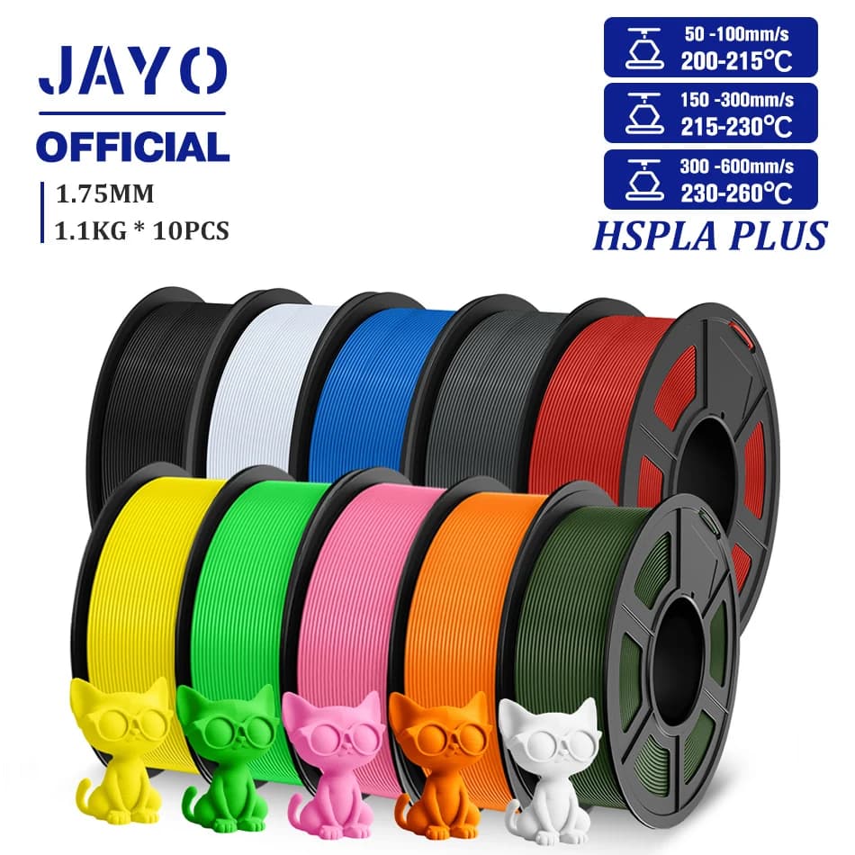 JAYO High Speed PLA Plus Filament 1.75mm 10Rolls High Toughness Rapid PLA+ 3D Printer Filament For FDM Neatly Wound 1.1KG/Roll