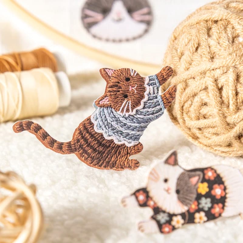 Cute Cartoon Animal Cat Dog Stickers Kawaii Junk Journal Scrapbooking Hobby Handicraft Supplies Cutting Die Sticker Stationery