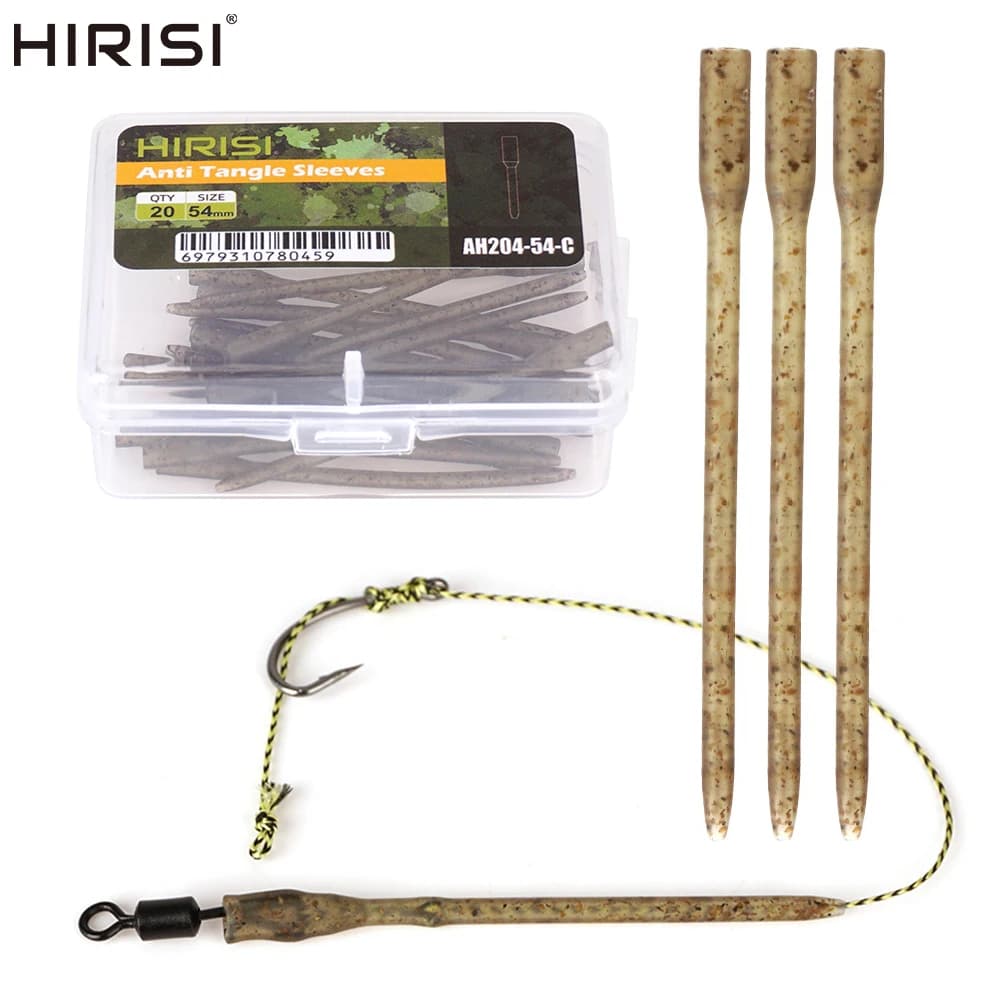 Hirisi 20pcs Carp Fishing Soft Rubber Anti Tangle Sleeves Carp Fishing Inline Lead Tube Fishing Terminal Tackle AH204