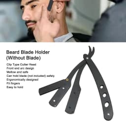 Men Shaving Barber Tools Hair Razor and Blades Antique Black Folding Shaving Knife Stainless Steel Straight Razor Holder