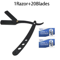Men Shaving Barber Tools Hair Razor and Blades Antique Black Folding Shaving Knife Stainless Steel Straight Razor Holder