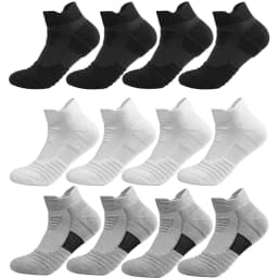 3/6 Pairs Breathable Mesh Athletic Terry Socks Cushioned Moisture Managing Durable for Running Hiking Sports Reduces Foot Pain