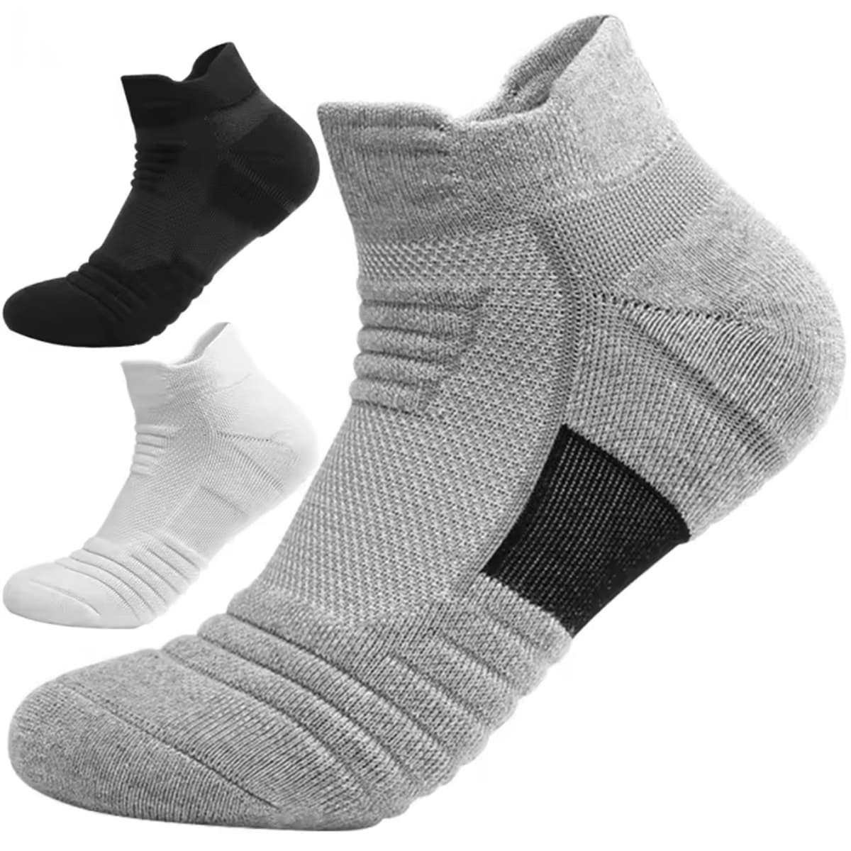 3/6 Pairs Breathable Mesh Athletic Terry Socks Cushioned Moisture Managing Durable for Running Hiking Sports Reduces Foot Pain