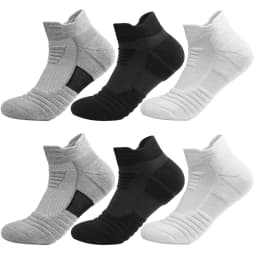 3/6 Pairs Breathable Mesh Athletic Terry Socks Cushioned Moisture Managing Durable for Running Hiking Sports Reduces Foot Pain
