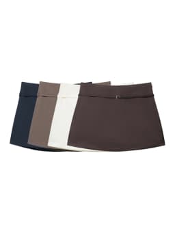 Women's Solid Color Skort with Belt Side Zipper Casual Shorts Skirts Fashionable And Stylish Women's Clothing